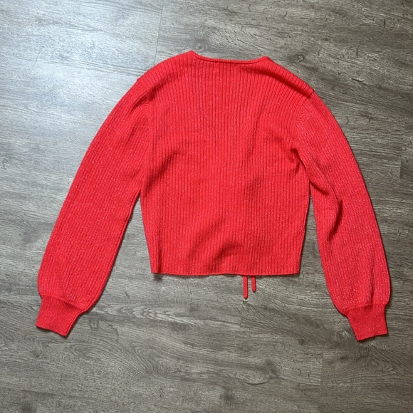 27 Miles Malibu Cashmere Blend Cropped Ruched Sparkle Sweater - Picture 2 of 8